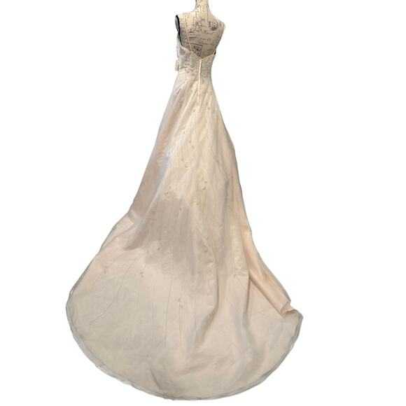 NWT Mon Cheri Blush Wedding Dress Beaded Embellished Bodice/skirt Sz 8 - Picture 8 of 16